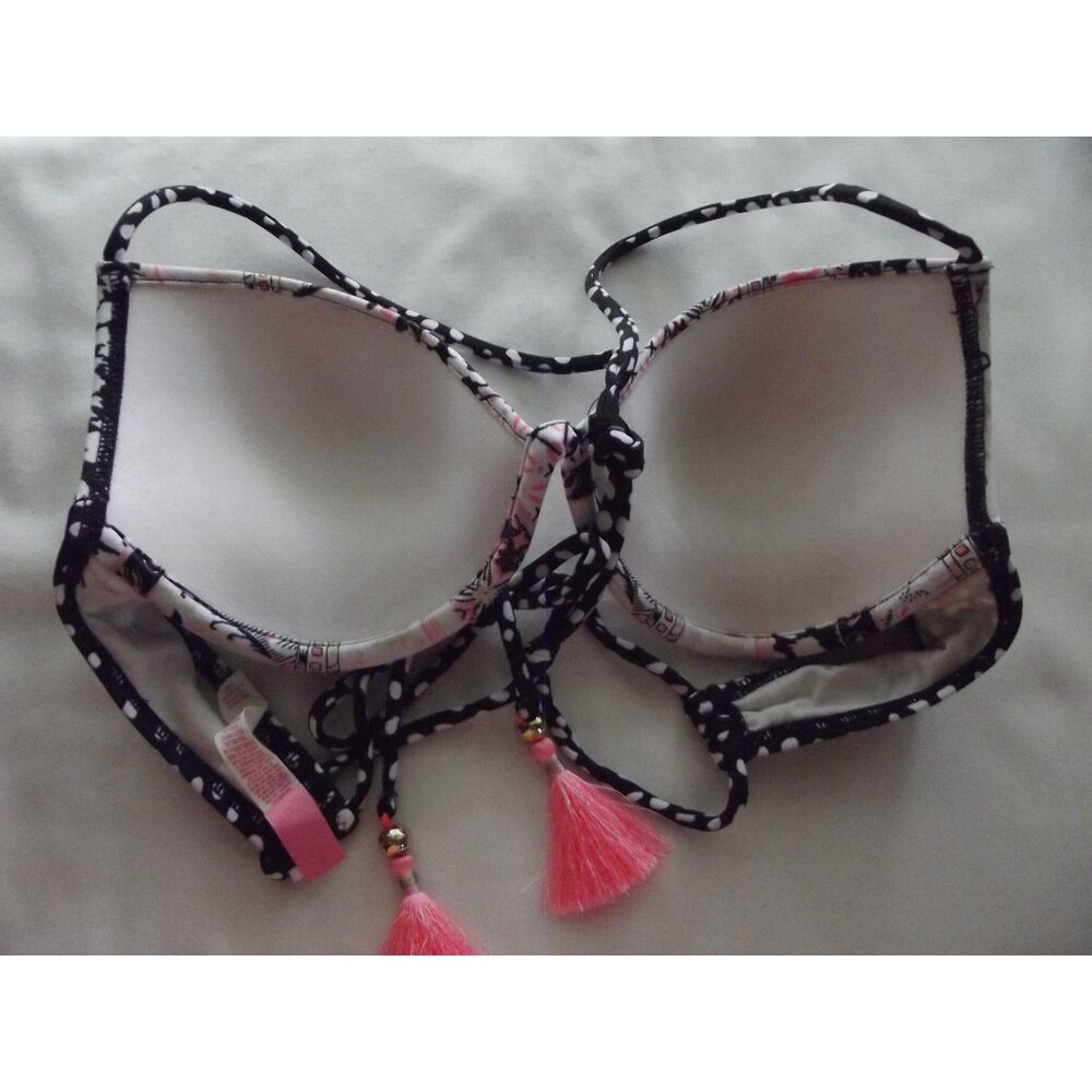 Victoria's Secret Bikini TOP ONLY 34B FABULOUS coral Paisley Halter push up - Picture 6 of 9